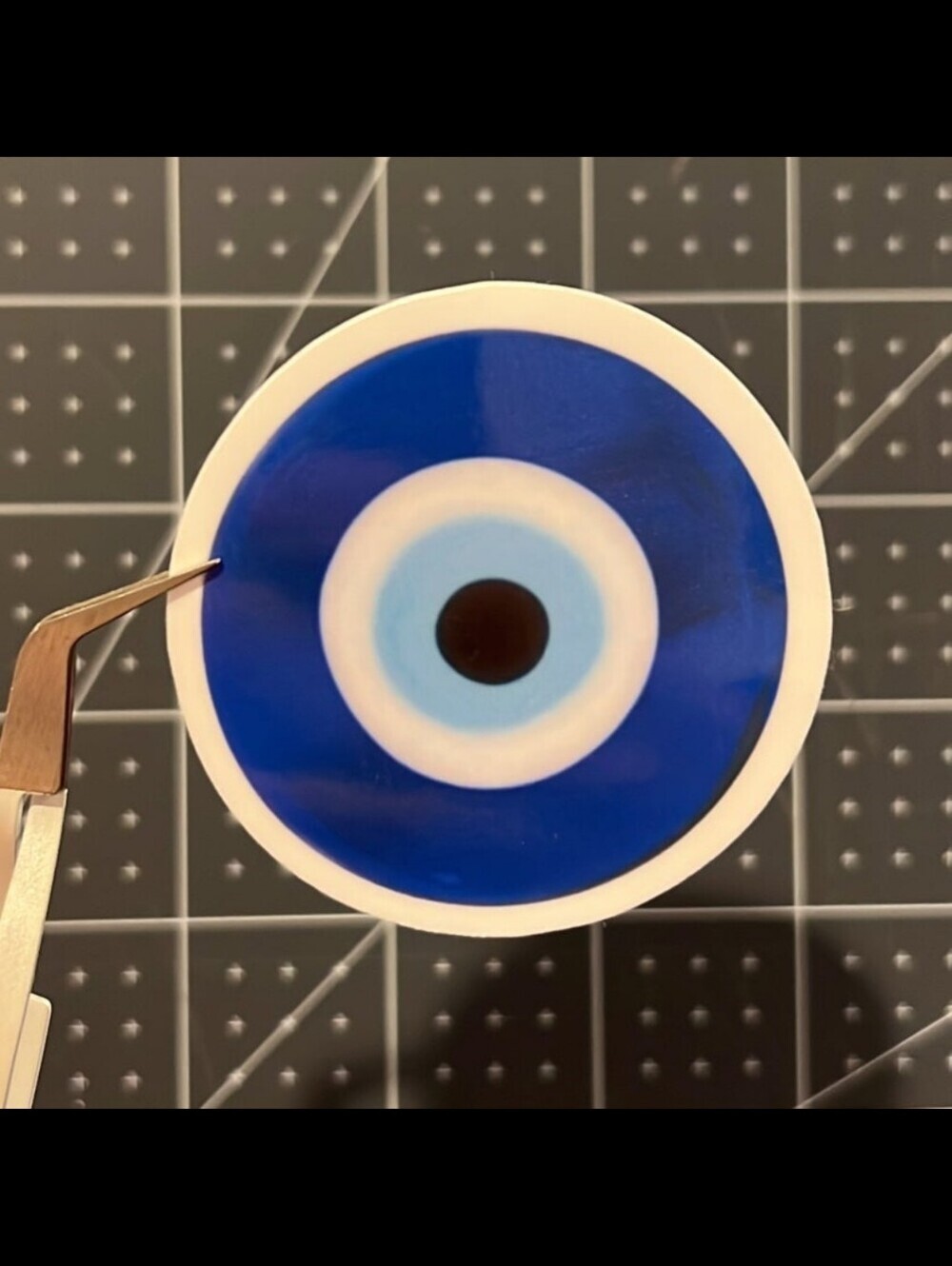 Evil Eye Sticker — Blue White Black Concentric Design